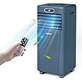 COSTWAY Portable Air Conditioner, 10000BTU Air Cooler with Drying/Fan/Sleep Mode, 2 Speeds, 24H Timer, for Home & Office, Cools Room up to 350 Sq. ft, Window Kit Included (10000 BTU, Dark Blue)