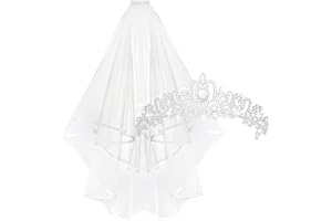CASOTY Bridal Veil and Tiara Set, Bachelorette Party Decorations, Bride Crown and Veil Set, Bridal Shower Gift Supplies, Bride Gifts for Bachelorette Party