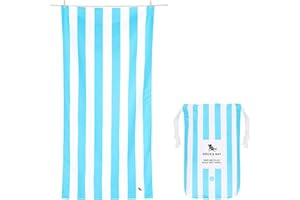Dock & Bay Beach Towel - Quick Dry, Sand Free - Compact, Lightweight - 100% Recycled - Includes Bag - Cabana Light - Tulum Blue - Large (160x90cm, 63x35)