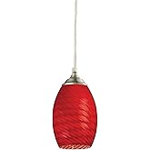 Z-Lite 131R-BN Jazz One Light Mini Pendant, Metal Frame, Brushed Nickel Finish and Red Shade of Glass Material