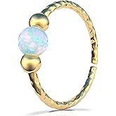 Gold Helix Piercing - Handmade 8mm Hoop with a 3mm White Opal - Hypoallergenic Thin 20 Guage 14k Gold Cartilage Earring Gold Piercing Hoop