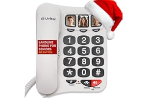 Uvital Big Button Phone for Seniors- Amplified Ringer with Loud Speaker for Hearing Impaired, White Senior Phone for Elderly 