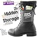 DailyShoes Women's Combat Boot Ankle Mid Calf Low Heel Lace Up Zipped Pocket Sweater Cuff Knitting Boots with Zip Bootie - Black Pu 9