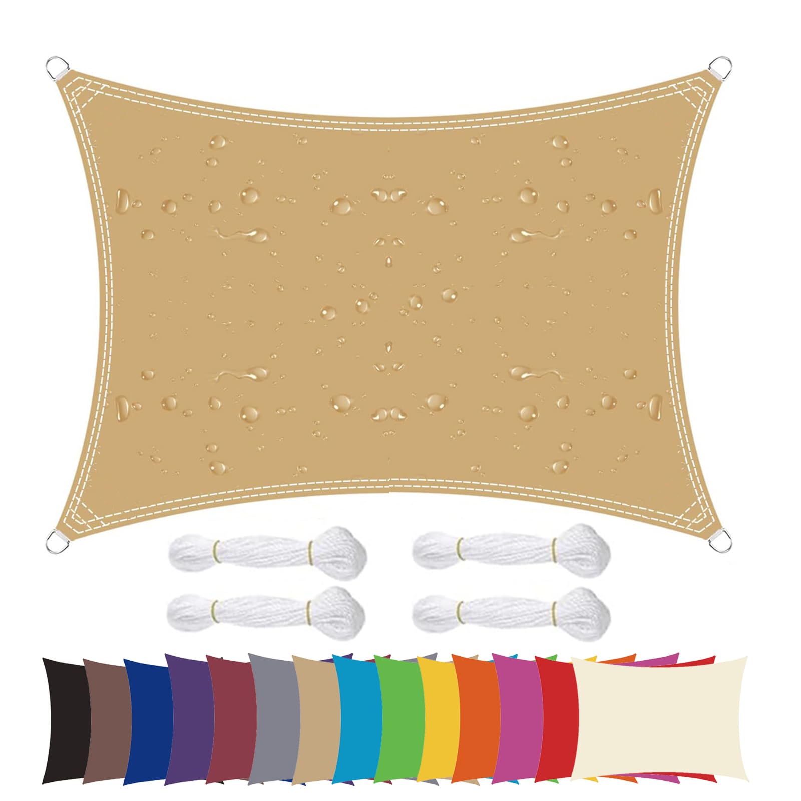 ZHhan Sun Shade Sail Awning Canopy Waterproof Sunscreen 98% UV Block PES for Garden Patio Canopy with Free Ropes Triangle Rectangle Square(Sand,4x2.5)