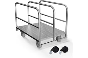 FAUENPEEY Panel Cart, Heavy Duty Flatbed Cart with 5In Swivel Caster 2000LBS Weight Capacity Lumber Drywall Mattress Cart Transporting Heavy Loads with Ease and Efficiency 2PCS Straps for Platform Truck