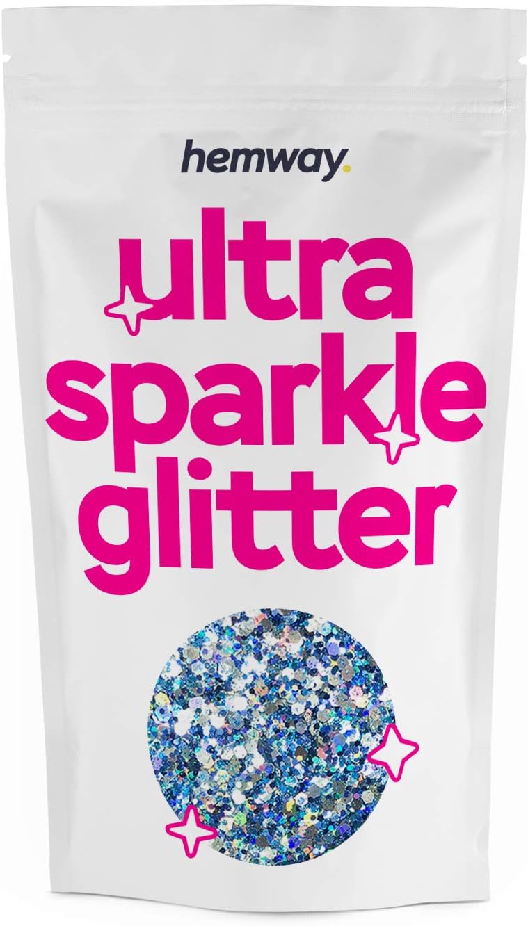 Hemway Ultra Sparkle Glitter Silver Blue Ice Holographic Mix 100g Mixed