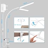 Hensam Desk Lamp 80cm White with Gooseneck Dual Head 360° Clip-On view 7