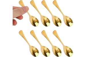 Penitue 8pcs Mini Stainless Steel Spoons, 7.3x1.7cm/2.9x0.67in Tiny Cute Small Spoons for Spice Jars Condiments Sugar Honey C