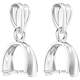 OHINGLT 925 Sterling Silver Pinch Bails for Jewelry Making – Pendant Clasp Connectors, Necklace Clip Bail, Jewelry Clasps for Necklaces & Bracelets