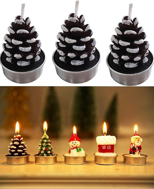 Immagini Di Candele Di Natale.T Shin Set Di Candele Natalizie Colorate A Forma Di Albero Di Natale Con Pupazzo Di Neve Decorazione Per Feste Di Natale Candele Di Paraffina Per Bambini Marrone Amazon It Casa E Cucina