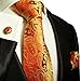 Paul Malone Necktie, Pocket Square and Cufflinks 100% Silk Gold Red Paisley
