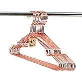 Koobay 10-Pack Rose Gold Metal Wire Clothes Hangers，16.5" Heavy Duty Wire with Non Slip Notch, Strong Stainless Steel Hangers Space Saving