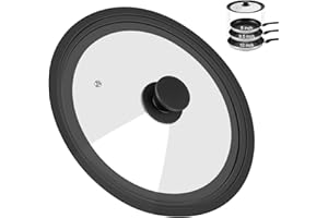 KOMOKERU Universal Lid for Pots Pans and Skillets, Pan Cover Fit 9", 9.5",10" Diameter Cookware, Silicone Replacement Pan Lid Pot Lids for Frying Pans, Cast Iron,Tempered Glass Lid