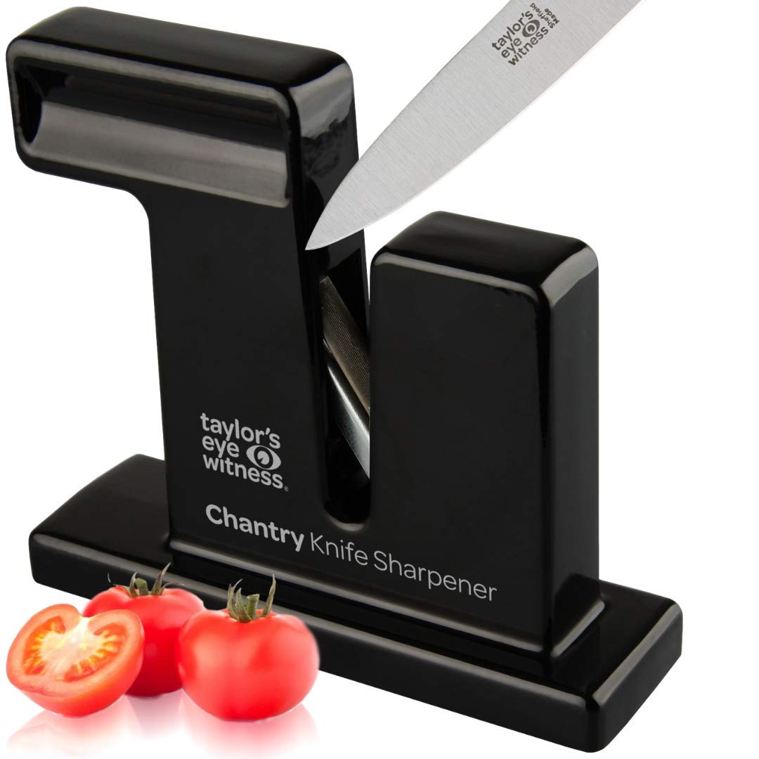 Taylor’s Eye Witness Knife Sharpener - Black Chantry Manual Kitchen Knife Sharpener. Sharpens Plain or Serrated Knife Blades. Requires No Batteries or Mains Electric Supply. 30Yr Guarantee.
