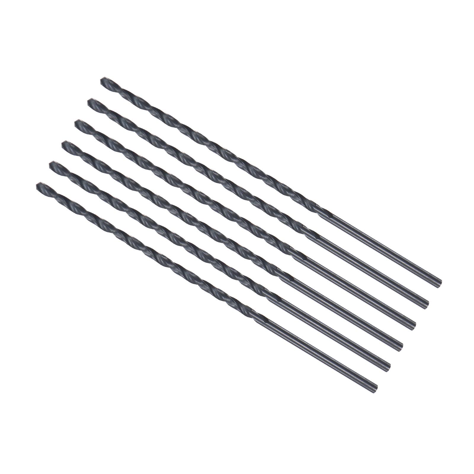 CoCud Twist Drill Bits, 2mm Drilling Diameter, Black Oxide High Speed Steel Extra Long Straight Shank - (Applications: for Stainless Steel Alloy Metal), 6-Pieces