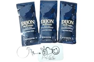 Dijon Mustard Made with Chardonnay - Single Serve Packets - 25 Count, + 2 Wood Knives and a one of a kind sticker by PaLiSoL 