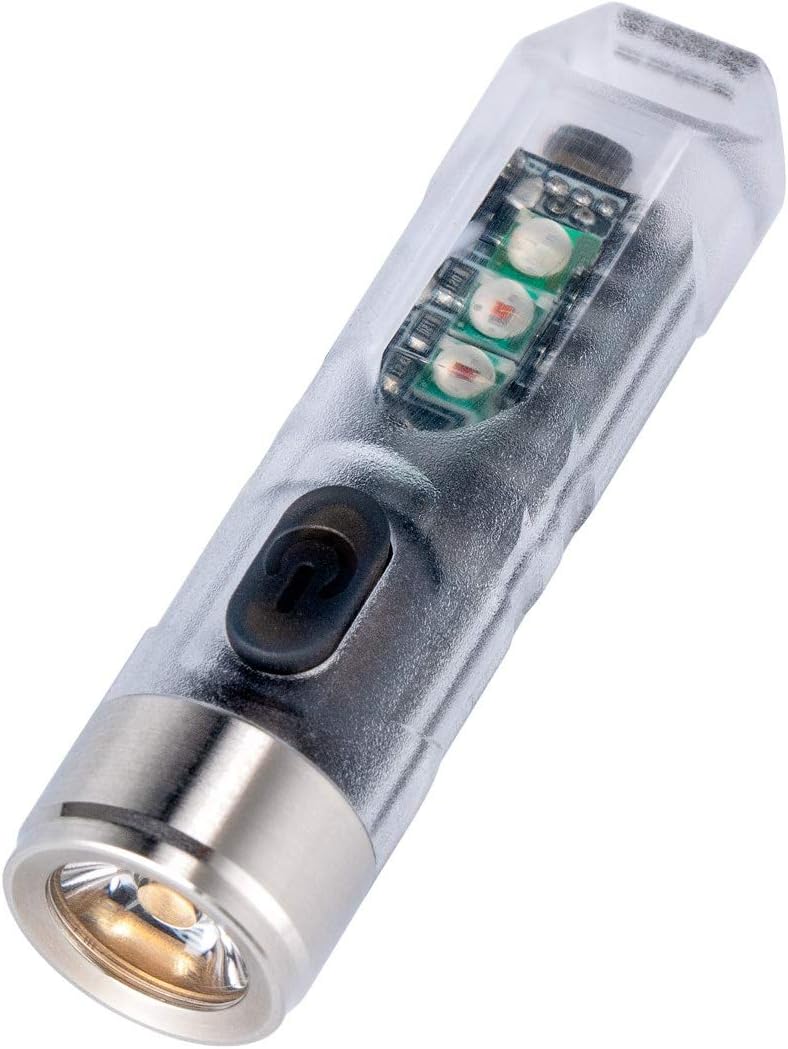 RovyVon Aurora A8 Keychain Flashlight with Red Amber Blue Signal Side