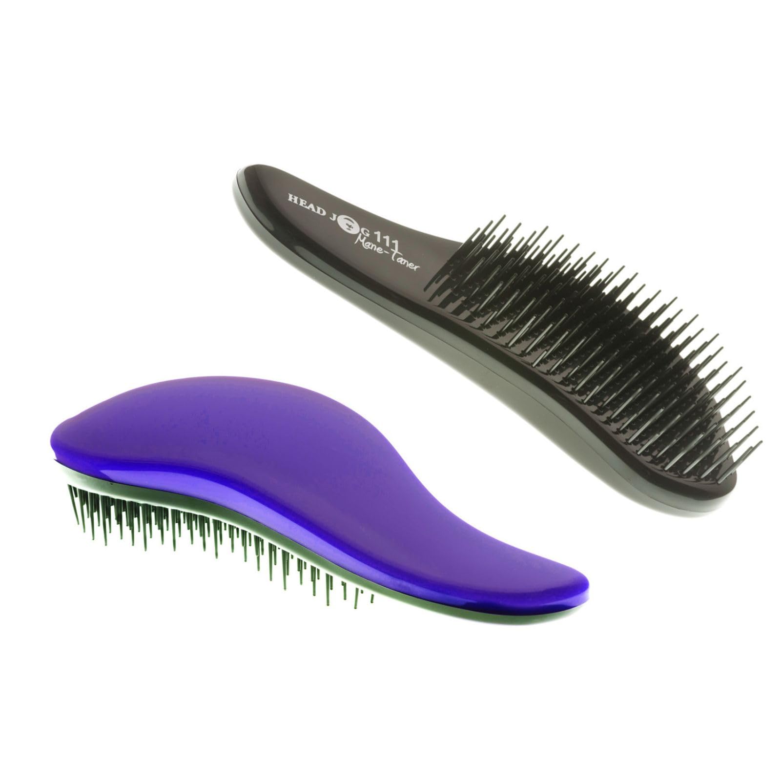 Head Jog 111 Mane Tamer Hair Brush. Detangling Brush For Tangle Free Hair. Detangler For Wet & Dry Hair. Paddle Detangle Brush For Normal, Fine, Wavy & Curly Hair. Use On Women, Girls & Men (Purple)