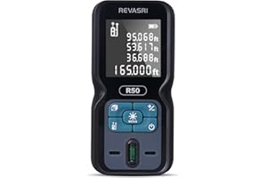 REVASRI Laser Distance Meter, 165 Feet Range, ±1/16inch Accuracy Laser Measurement Tool, Easy to Use Laser Measure, Measure in Feet/Inches/Ft+in/Meters (Battery Included)