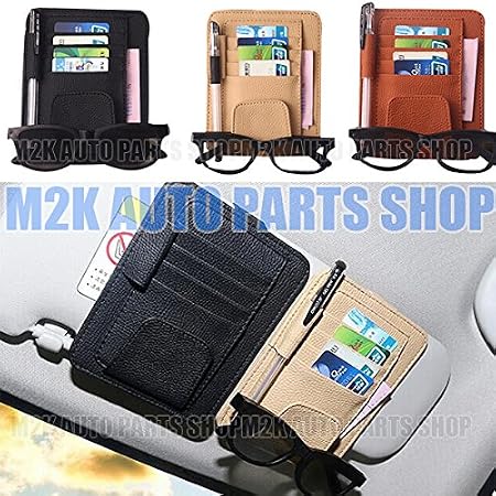 Amazon レザー調 サングラスホルダー カードホルダー サンバイザー サングラス ホルダー カード ペン 文房具 眼鏡 めがね メガネ ブラック 車内収納 車用品 1個 ポケット ケース カバー 車 バイク