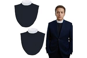 Auroeyfairy 2pcs Clergy Priest Collar Unisex Clerical Dickey Bib Men Women Black Pastor Collar for Clergy Shirt, One Size