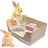 MENESHY Rabbit Litter Box - Large Bunny Litter Box for Cage with Rabbit Leash ,Bonus Pads, 50 Plastic Sheets - Small Animal L