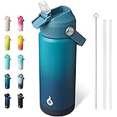 BJPKPK Insulated Water Bottle with Straw Lid, 18oz Thermo Water Bottles with Soft Nozzle, Flex Handle & Non-slip Boot, BPA Free Leak Proof Stainless Steel Metal Thermo, Tumblers, Cups,Vast