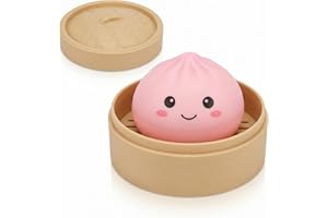 Dumpling Squishy,Squishy Dumpling Toy, Glitter Dumplings with Steamer Box, Cute Anxiety Relief Fidget Toy, Soft Squeeze Decom