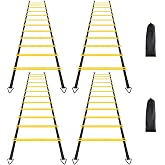 12 Rungs Agility Ladder Set, Training Ladder with Steel Stakes and Carry Bag for Soccer, Speed Fitness Feet Training