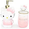Jay Franco Hello Kitty Tumbler and Soap Dispenser Set - 2 Piece Pink Collection Includes Resin Lotion Pump and Cup - Bathroom Décor