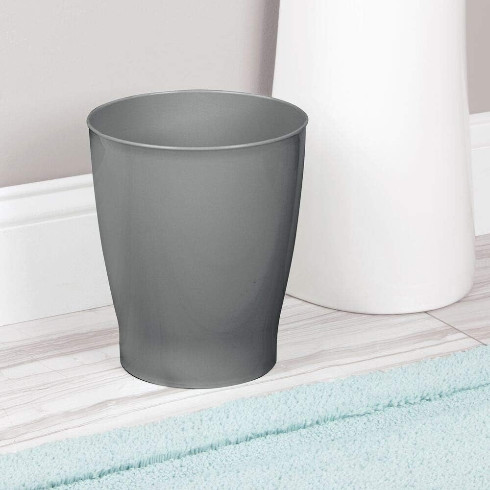 mDesign Slim Round Plastic Small Trash Can Wastebasket, Garbage Container Bin for Bathrooms, Powder Rooms, Kitchens, Home Offices, Kids Rooms - Charcoal Gray: Home & Kitchen