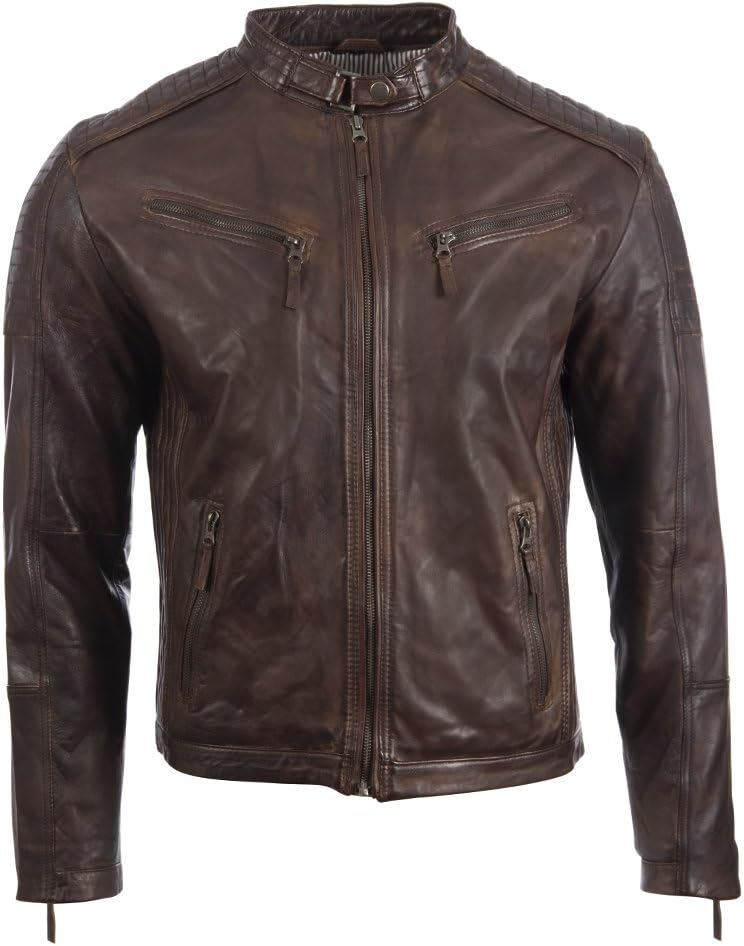 Men's Super Soft Real Leather Fashion Jacket with Side Detailing (VO3W)