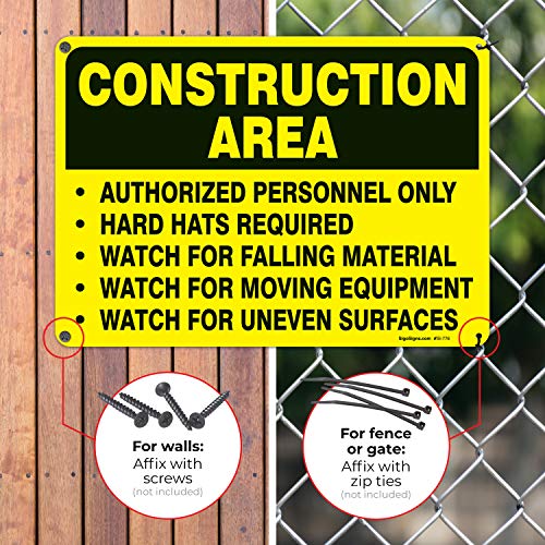 image for Construction Area Sign, Authorized Personnel Only Sign, 10x14 Rust Fre