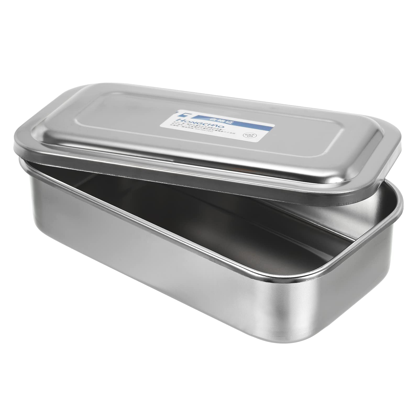 PATIKIL 304 Stainless Steel Tray with Lid, 21x12cm Rectangular Lab Instrument Organizer Tool