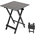 SUNNYFEEL Folding Camping Table - Lightweight Aluminum Portable Picnic Table, 18.5x18.5x24.5 Inch for Cooking, Beach, Hiking, Travel, Fishing, BBQ, Indoor Outdoor Small Foldable Camp Tables