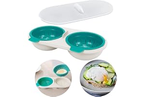 Microwave Egg Poacher Double Cup Egg Bowl Cooker Steamer High Capacity 2 Cups Design Cookware Draining Eggs Basket Boiler BPA