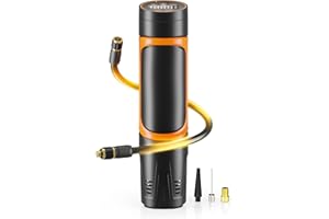 OFISPEED Tire Inflator Portable Air Compressor, Bike Pump, 150PSI Cordless Air Compressor with LCD Screen and Auto Shut-Off, Air Pump with Pressure Gauge for Bicycle, Motorcycle, Compact Car, Ball,Black Orange