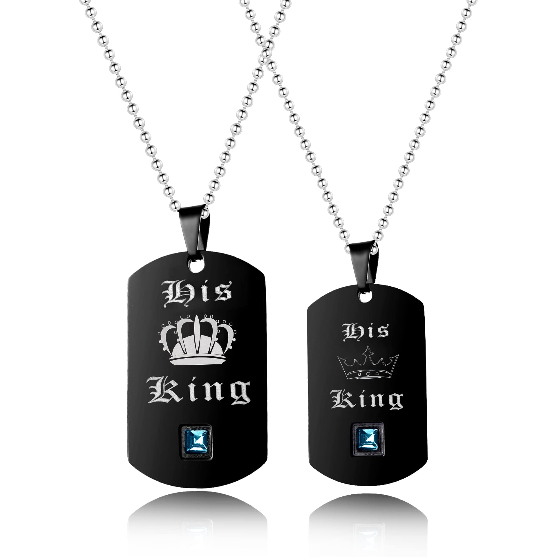 Uloveido 2 pcs Gay Pride Necklaces Set for Men and Women - Dog Tag Black Titanium Stainless Steel Bead Chain Necklaces with Charm Pendant His King SN125