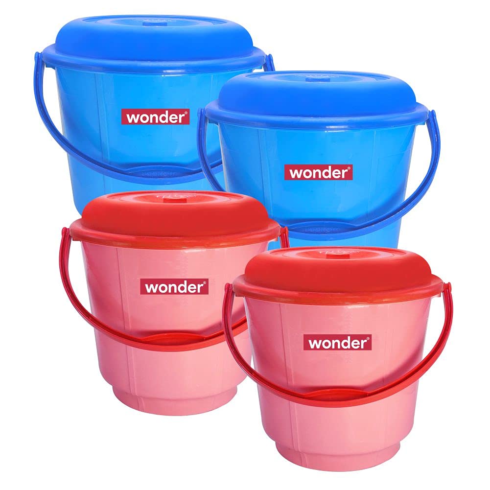 Wonder Plastic Prime Bucket 9 with Lid Set, 4 pc Bucket 9 LTR, Blue