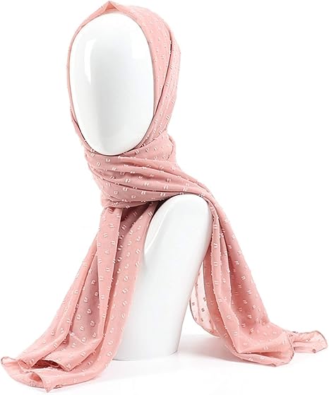Amazon Co Jp レディーススカーフ 女性のバブルシフォンハイジャブスカーフロングショールラップヘッドバンドドットプレーンスカーフハイジャブ ファッション Color 7 Baby Pink ホーム キッチン