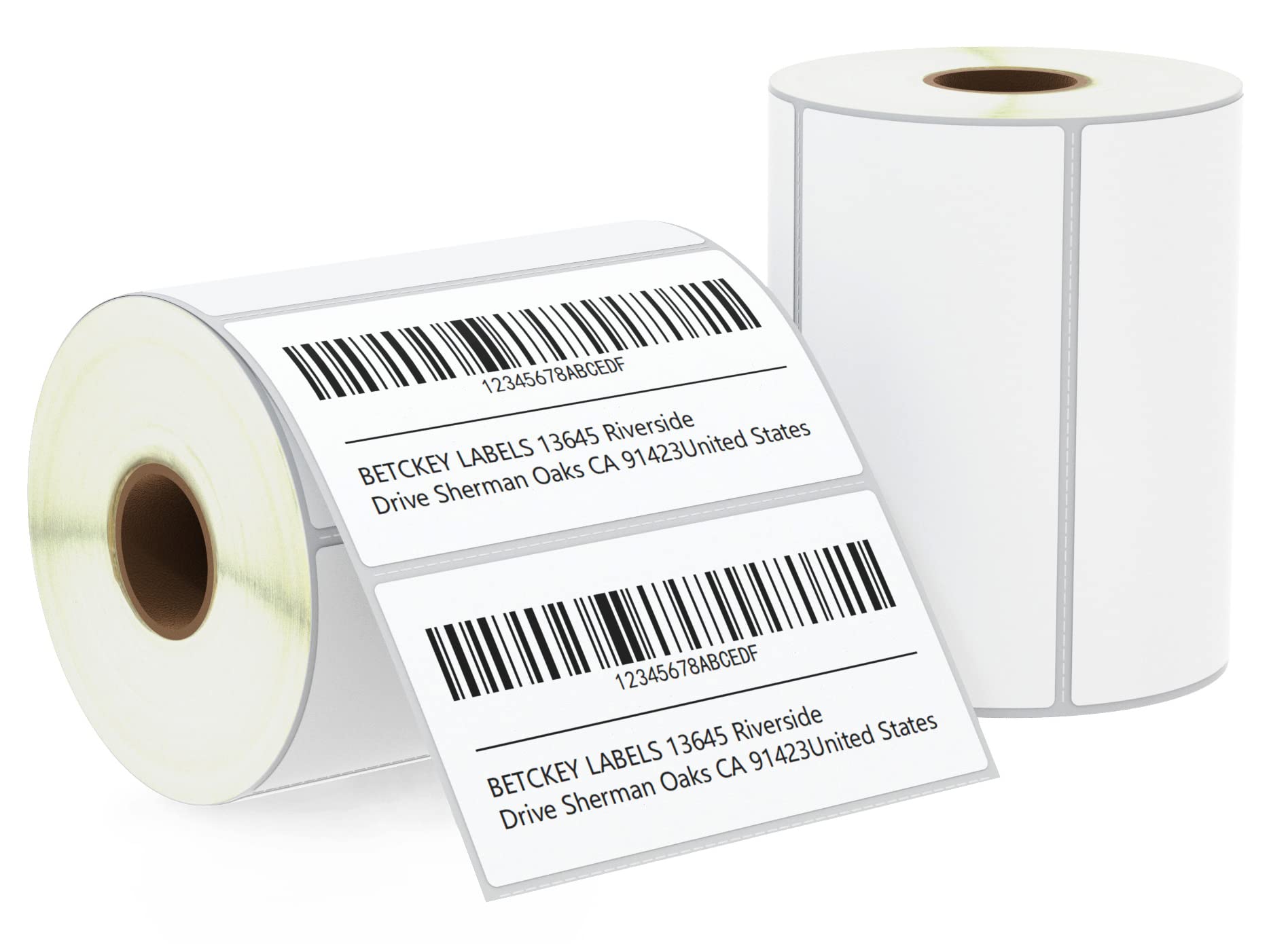 BETCKEY - 102mm x 51mm (4 in x 2 in) Barcode Shipping & Multipurpose Thermal Labels, 750 Perforated per Roll, Compatible with Zebra & More Printers [2 Roll/1500 Labels]
