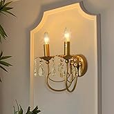 Sedelan Crystal Wall Sconce 2-Lights, Antique Wall Sconces Indoor, Brass Wall Lamp, Vintage Sconce Wall Lighting, Victoria St