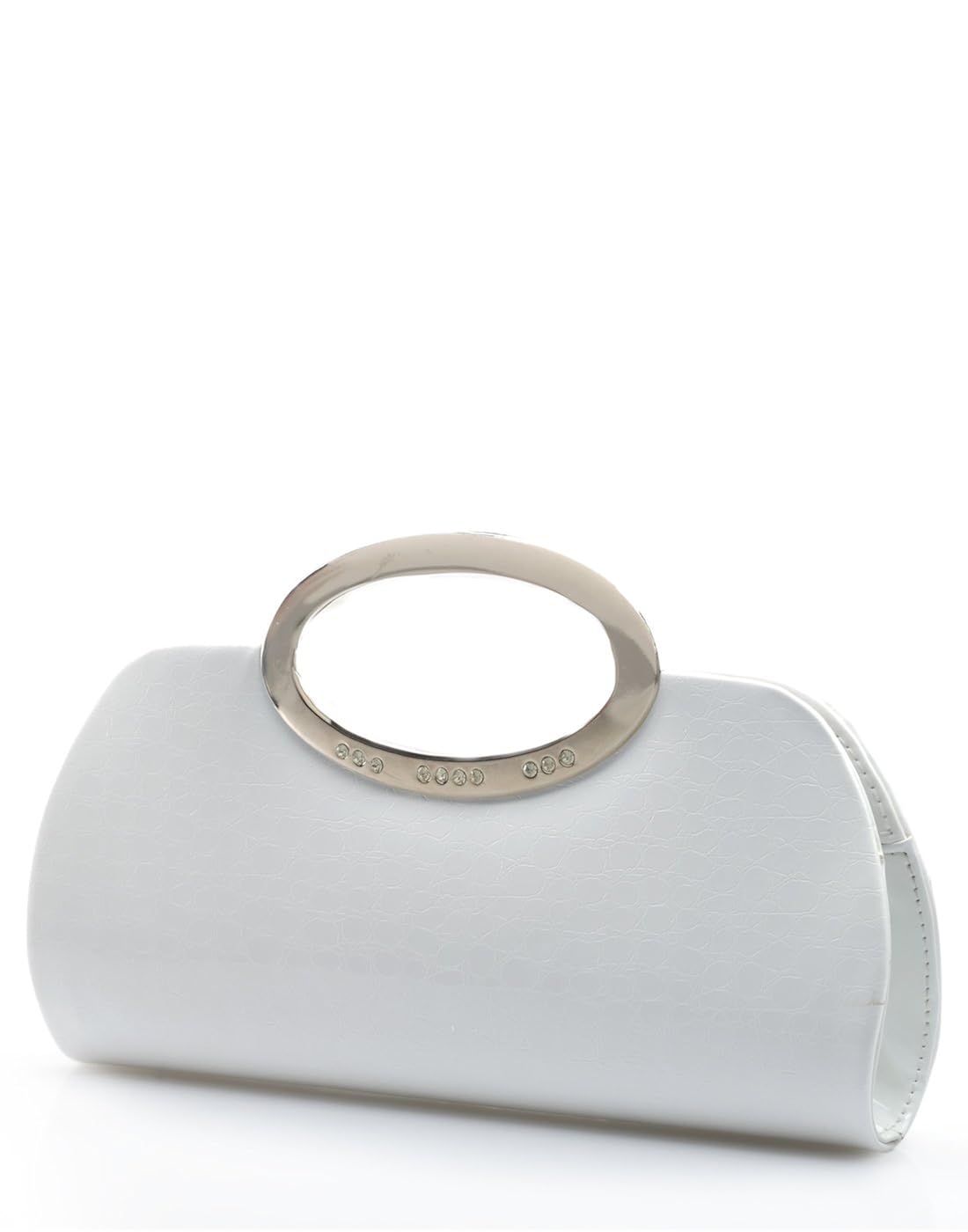 oleva women's croco leather white clutch