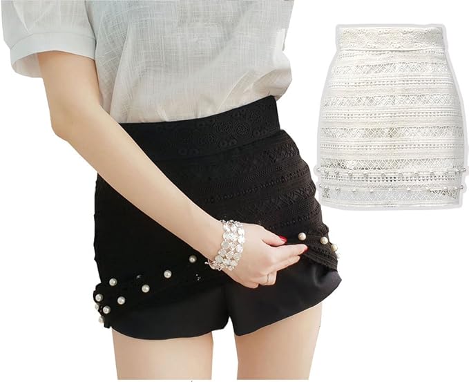 Amazon パール付き レースミニスカート インナーパンツ付き レディース トレンド スカート レース 春夏 おでかけ デート パーティー 女子会 韓国製 スカート 通販
