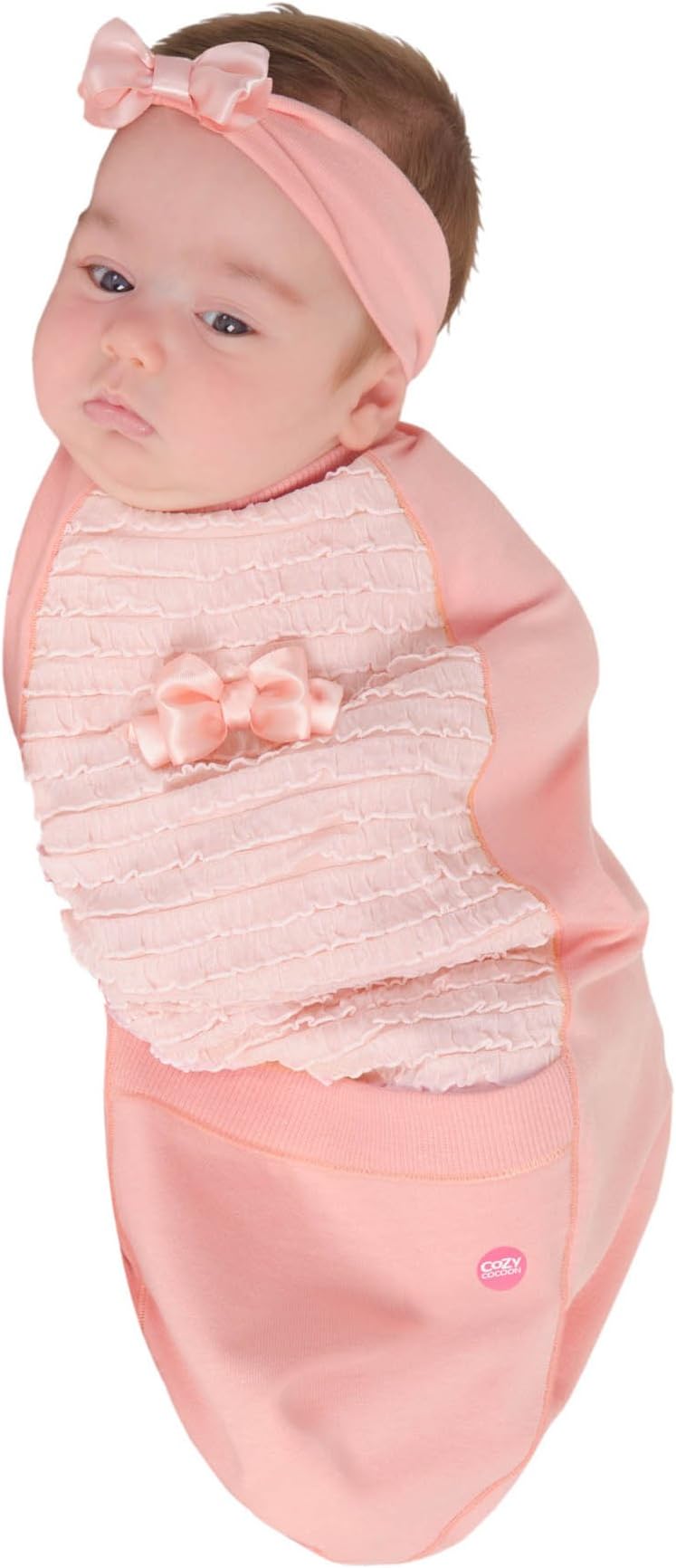 Cozy Cocoon Baby Cocoon Swaddle and Matching Headband, Coral Ruffle, 0-3 Months