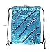 ICOSY Mermaid Sequin Bag Magic Reversible Sequin Drawstring Backpack Glitter Dance Bags Flip Sequins Backpack Bags Shining Sports Backpack for Kids Adults (Blue/Purple, 13.8