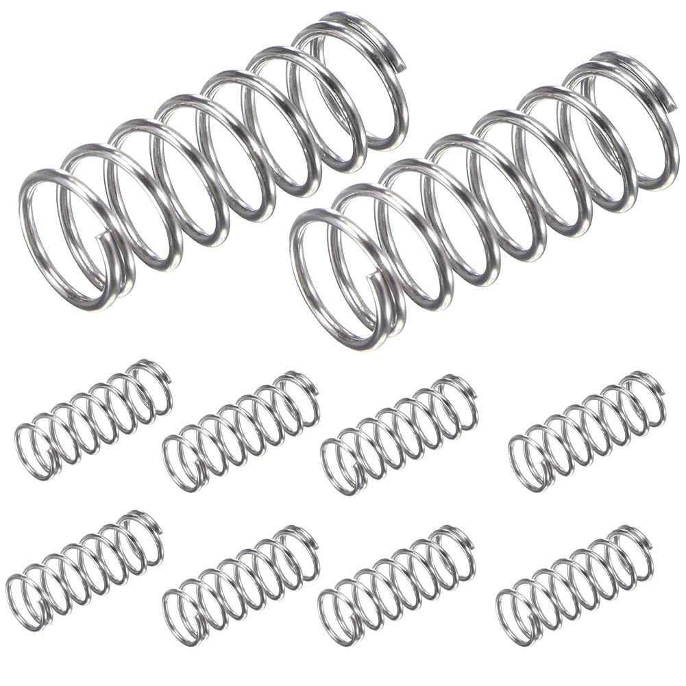 EUYuan 10Pcs 304 Stainless Steel Compression Spring,8mm OD,0.8mm Wire Size,12mm Compressed Length,20mm Free Length,11.8N Load Capacity for Home Use