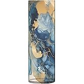 ALAZA Blue & Gold Marble Art Flower Vase Decorative Floreros for Home Decor Bedroom Living Room Office Table Shelf Bathroom