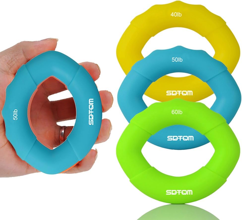Hand Exerciser Grip Rings Stress Relief Fitness Finger Strengthener, Crushing-Pinching-Extension Finger Exerciser for Muscle Built, Physical Therapy(40-60lb)