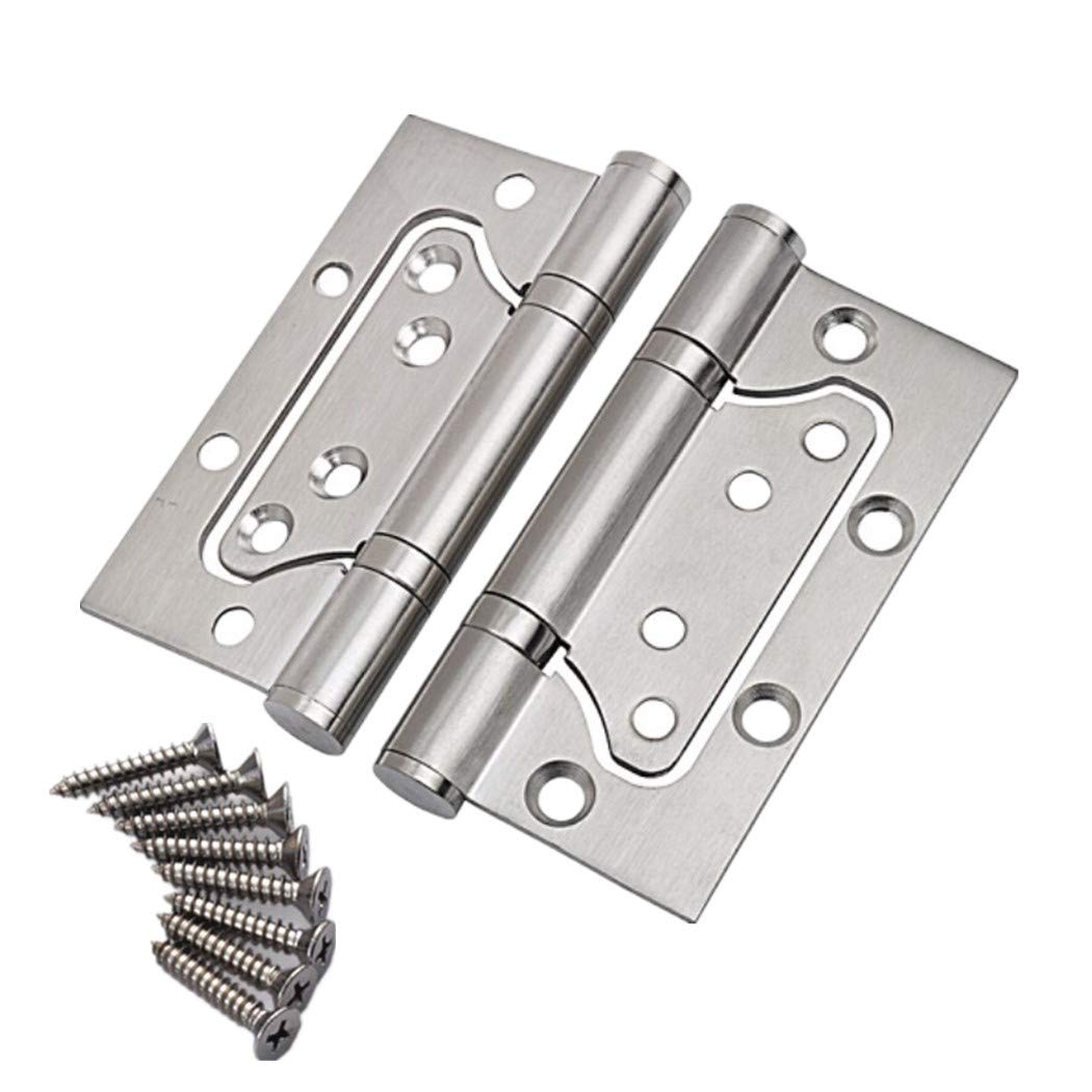 Pack-of-2 4in Invisible Door Hinges Stainless Steel Butterfly Groove-Free Flush Hinges Anti-Rust and Mute Bearings-Sliver